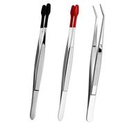 2 pinzas con puntas de goma, pinzas de acero inoxidable con punta plana, recubiertas de goma de PVC, pinzas planas antideslizantes para laboratorio, joyas, manualidades, sellos, monedas, manualidades