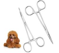 2 pinzas de acero inoxidable, pinzas hemostáticas, cabeza recta, pinzas curvas, instrumentos veterinarios, adecuados para la pesca, castigar mascotas, agarrar bolas de algodón