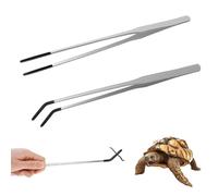 2 pinzas de alimentación de reptiles de mango largo, pinzas largas resistentes con punta de goma, pinzas rectas y curvas, pinzas extra para reptiles, pinzas de acuario, herramientas de alimentación de