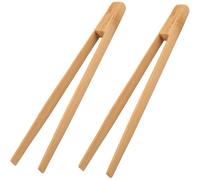 2 pinzas de bambú reutilizables clásicas, 30 cm, pinzas de madera para asar, ranuradas con mango fijo, ideales para tostadora, fruta, pan y pepinillos, utensilios de cocina para queso