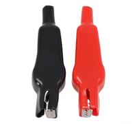 2 pinzas de cocodrilo de 20 A con funda aislante, acero niquelado, pinzas de prueba de doble cara para pruebas eléctricas de bricolaje y cables de prueba, y negro (1 x rojo + 1 x negro)