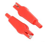 2 pinzas de cocodrilo de 20 A con funda aislante, acero niquelado, pinzas de prueba de doble cara para pruebas eléctricas DIY y cables de prueba, y negro (2 x rojo)