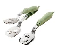 2 Pinzas De Espátula De Cocina, Doble Espátula, Pinza De Acero Inoxidable, Clip De Pala Abatible for Alimentos, for Filete Pescado Pan Panqueques Pizza(Green)