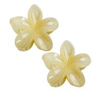 2 pinzas de flores hawaianas amarillas cremosas, flor preparada, clip de plumeria, garra de hibisco para mujer, garras grandes para cabello grueso, accesorios para el cabello