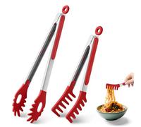 2 pinzas de pasta para espaguetis, utensilios de servidor de pasta de 9 y 12 pulgadas, pinzas de silicona para pasta con dientes, pinzas de silicona para servir alimentos, fideos de espagueti, pasta