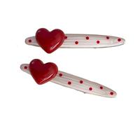 2 pinzas de pelo de metal con forma de corazón de lunares, duraderas, ligeras, para mujeres y niñas, uso diario, peinados de corazón rojo