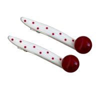 2 pinzas de pelo de metal con forma de corazón de lunares, duraderas, ligeras, para mujeres y niñas, uso diario, peinados de corazón rojo