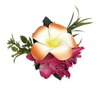 2 pinzas de pelo hawaianas con flores artificiales, multicolor para verano, accesorio para el pelo para playa, fiesta, carnaval, vacaciones, festivales, naranja y rojo