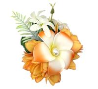 2 pinzas de pelo hawaianas con flores artificiales, multicolor para verano, accesorio para el pelo para playa, fiesta, carnaval, vacaciones, festivales, naranja
