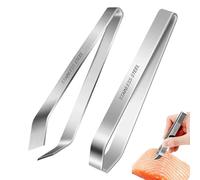 2 pinzas para aristas, pinzas de acero inoxidable para depilar profesionales, puntas planas e inclinadas para quitar los bordes de pescado, las gallinas y las plumas de pato, plumas de cerdo