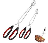2 pinzas para barbacoa de acero inoxidable, pinzas pequeñas, con mango antideslizante, resistente al calor, se pueden utilizar en la cocina para girar y sujetar alimentos o carbón vegetal (2 tamaños)