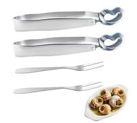 2 pinzas para caracoles, pinzas de cocina, pinzas de acero inoxidable, 2 unidades, tenedor de caracol de acero inoxidable, tenedores de frutas para snails, cuencos, crustáceos, cubiertos, utensilios