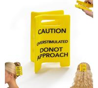 2 pinzas para el cabello con señal de precaución sobreestimulada, con texto en inglés "Do Not Approach", divertidas pinzas amarillas para cabello grueso, divertido regalo de broma para mujeres y