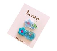 2 pinzas para el pelo con estampado de flores para niñas, diseño de purpurina brillante, lado suave para niños, accesorios de uso diario, pelo lateral con diseños de flores