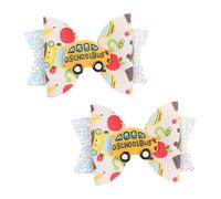 2 pinzas para el pelo con purpurina para el regreso a clases, lindas horquillas de autobús, tocado de 8.9 cm, pasadores de cocodrilo para el primer día, accesorios escolares, regalo para niñas