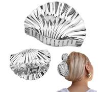 2 pinzas para el pelo de concha de mar, pinzas de metal para todo tipo de cabello, como cabello grueso, largo, liso y rizado (plateado (1 grande + 1 pequeño)