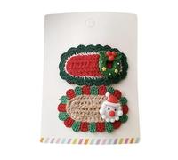2 pinzas para el pelo, de punto de Navidad, dulces y lindos accesorios para el pelo hechos a mano, guirnalda de Papá Noel