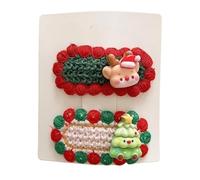2 pinzas para el pelo, de punto navideño lindo y dulce, mini accesorios para el cabello hechos a mano con alce