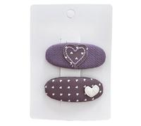 2 pinzas para el pelo de tela, color morado, dulce y lindo, hechas a mano con flequillo bordado Love
