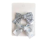 2 pinzas para el pelo de tela, colorido lazo floral, lindo accesorio para el pelo para niñas, color azul