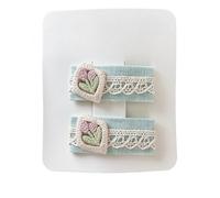 2 pinzas para el pelo de tela, encaje Cai Xiu dulce y lindo, mini clip de pelo hecho a mano tulipán