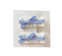 2 pinzas para el pelo de tela, encaje Cai Xiu dulce y lindo, mini clip para el pelo hecho a mano con lazo a rayas