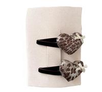 2 pinzas para el pelo de tela, estampado de leopardo dulce y lindo, mini accesorio para el pelo hecho a mano con lazos de amor