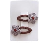 2 pinzas para el pelo de tela, flores de hilo dulces y bonitas, mini pinzas para el pelo hechas a mano, color gris