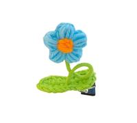 2 pinzas para el pelo de tela, flores de lana de punto, bonitas y bonitas pinzas laterales hechas a mano, color azul