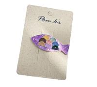 2 pinzas para el pelo de tela, hechas a mano de cuero dulce y lindo flequillo, pinzas laterales de pez morado