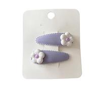 2 pinzas para el pelo de tela, hermosas pinzas para el pelo de flores coloridas, accesorio para el pelo dulce para niñas, color morado