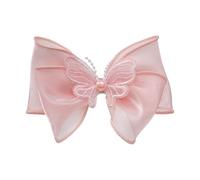 2 pinzas para el pelo de tela, mariposa de malla, coloridas y bonitas pinzas laterales hechas a mano, color rosa