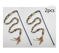 2 Pinzas para Gatos con Estampado de Leopardo - Varita para Gatos, Hechas de Poliéster Duradero, Aptas para Todas las de Gatos, con Plumas de