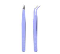 2 pinzas para uñas, pinzas adhesivas, punta recta y curva, herramientas de decoración de uñas con cubierta protectora para manualidades, álbumes de recortes (Purple)