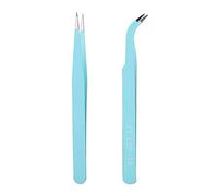 2 pinzas para uñas, pinzas adhesivas, punta recta y curva, herramientas de decoración de uñas con cubierta protectora para manualidades, álbumes de recortes (Blue)