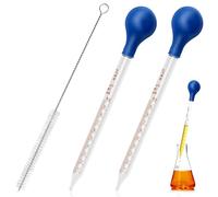 2 pipeta de 10 ml, pipeta de cristal con cepillo de limpieza, pipeta medidora para laboratorio, alimentos, investigación, medicina, escuela