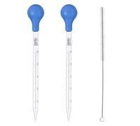 2 Pipetas de Cristal de 10 ml, Pipetas Cuentagotas, Cuentagotas de Pipeta Graduado,Vidrio Pipeta, con bola de goma con cepillo de limpieza para laboratorio, alimentos, investigación, medicina, escuela