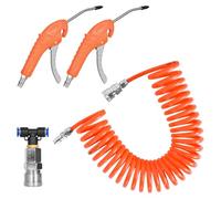 2 Pistola de Aire Soplado Kit, Pistola de Aire para Camiones, con Manguera en Espiral de 6 m, Pistola de Soplado con Pieza en T de Acoplamiento Rápido, para Camiones, Coches, Barcos