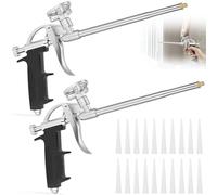 2 Pistola Espuma Poliuretano con 20 Boquillas, Pistolas Espuma Expansiva Térmico Profesional, Pistola Pulverización No Necesita Limpiador para Calafatear, Aislamiento, Sellado, Rellenar y Sellar