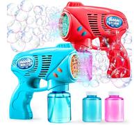 2 Pistolas de Burbujas para Niños con 2 x 148ml Solución de Recarga de Burbujas, Juguete de Verano, Actividad al Aire Libre, Pascua, Regalo de cumpleaños, Regalos de Fiesta
