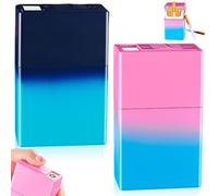 2 pitilleros con mechero, recargable por USB, resistente al viento, de aluminio, degradado de color, caja de cigarrillos electrónica para hombres (azul + rosa/negro)