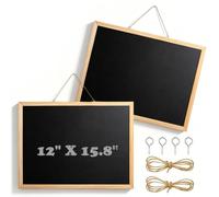 2 pizarras de tiza A3 con marco de madera para colgar, 30 x 40 cm, pequeña pizarra para escribir con cuerda de cáñamo, pizarra borrable, pizarra de pared para cocina, oficina, bar, escuela, pizarra