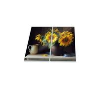 2 placas de cerámica de 30 x 52 cm, diseño de girasoles, color amarillo