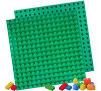2 placas de construcción compatibles con placas Duplo, placa de construcción grande 25,5 x 25,5 cm para juguetes preescolares creativos verdes