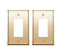 2 placas de latón de doble enchufe, placa de pared dorada cepillada para enchufes estándar americanos, elegante placa frontal eléctrica para mejoras del hogar, panel de interruptor de metal