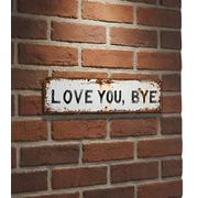 2 placas de pared de metal retro con texto "Love You Bye"