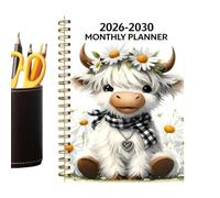 2 planificadores mensuales de 2026-2030, cuaderno encuadernado en | Planificador anual de calendario, cuaderno mensual, para una programación eficiente y seguimiento de objetivos para la