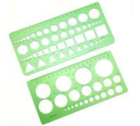 2 plantillas circulares, herramienta de dibujo circular transparente, plantilla de dibujo, herramienta de ayuda para dibujar, regla geométrica ovalada, herramientas de medición, regla de plástico