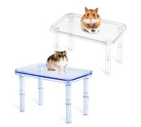 2 plataformas para hámster, soporte de plástico para animales pequeños con patas, jaula de hámster ajustable en altura, accesorios para conejillo de indias, jerbo, ratón, chinchilla