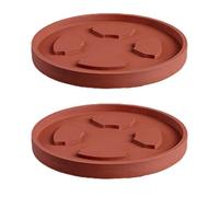 2 Plato Maceta Redondo de Interior Bandeja Recolectora de Agua para Plantas con Superficie Texturizada para Macetas y AlféIzares(Red,36cm/14.1in)